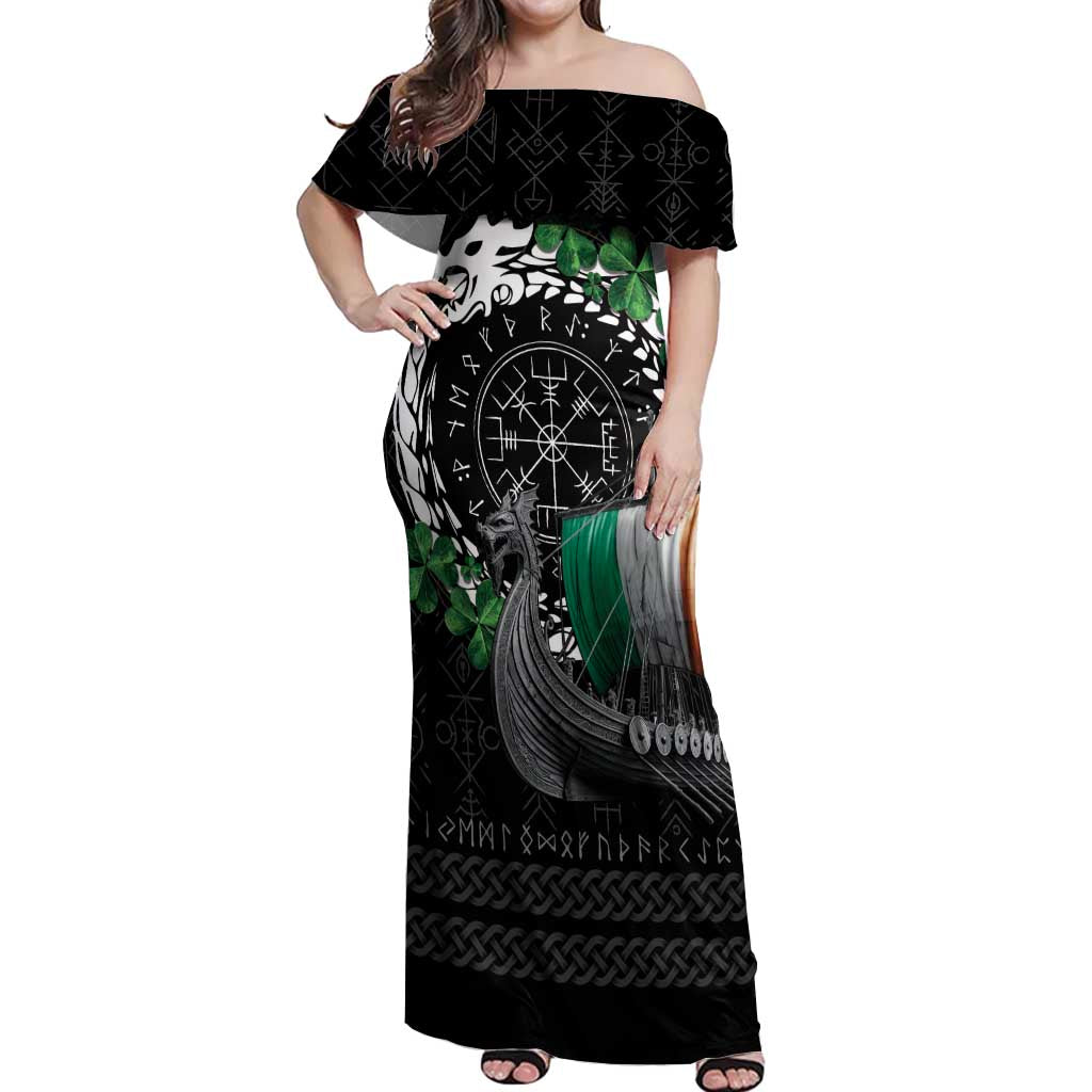 Ireland Viking Drakkar Off Shoulder Maxi Dress Viking Blood - Wonder Print Shop