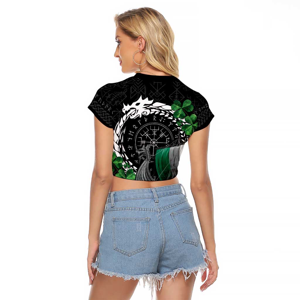 Ireland Viking Drakkar Raglan Cropped T Shirt Viking Blood - Wonder Print Shop