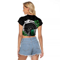 Ireland Viking Drakkar Raglan Cropped T Shirt Viking Blood - Wonder Print Shop