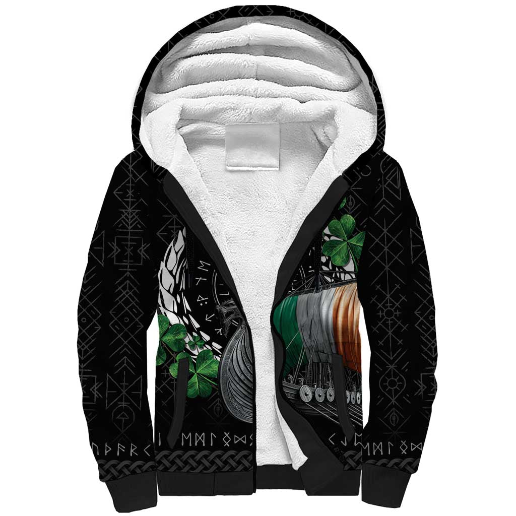 Ireland Viking Drakkar Sherpa Hoodie Viking Blood - Wonder Print Shop