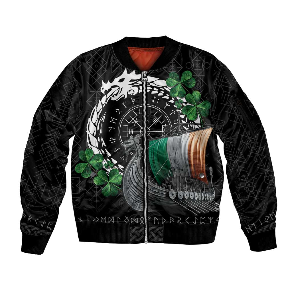 Ireland Viking Drakkar Sleeve Zip Bomber Jacket Viking Blood - Wonder Print Shop