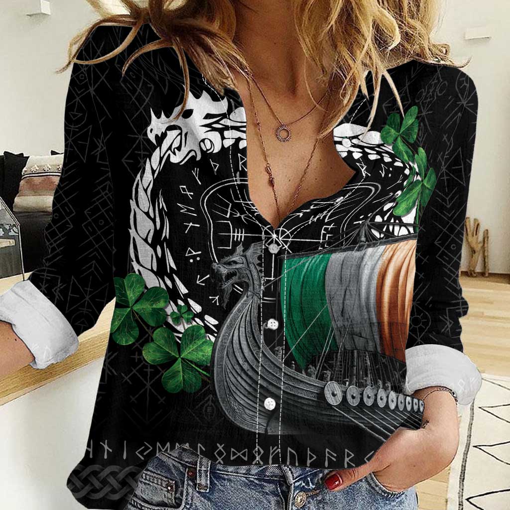 Ireland Viking Drakkar Women Casual Shirt Viking Blood - Wonder Print Shop