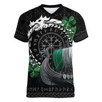 Ireland Viking Drakkar Women V-Neck T-Shirt Viking Blood - Wonder Print Shop