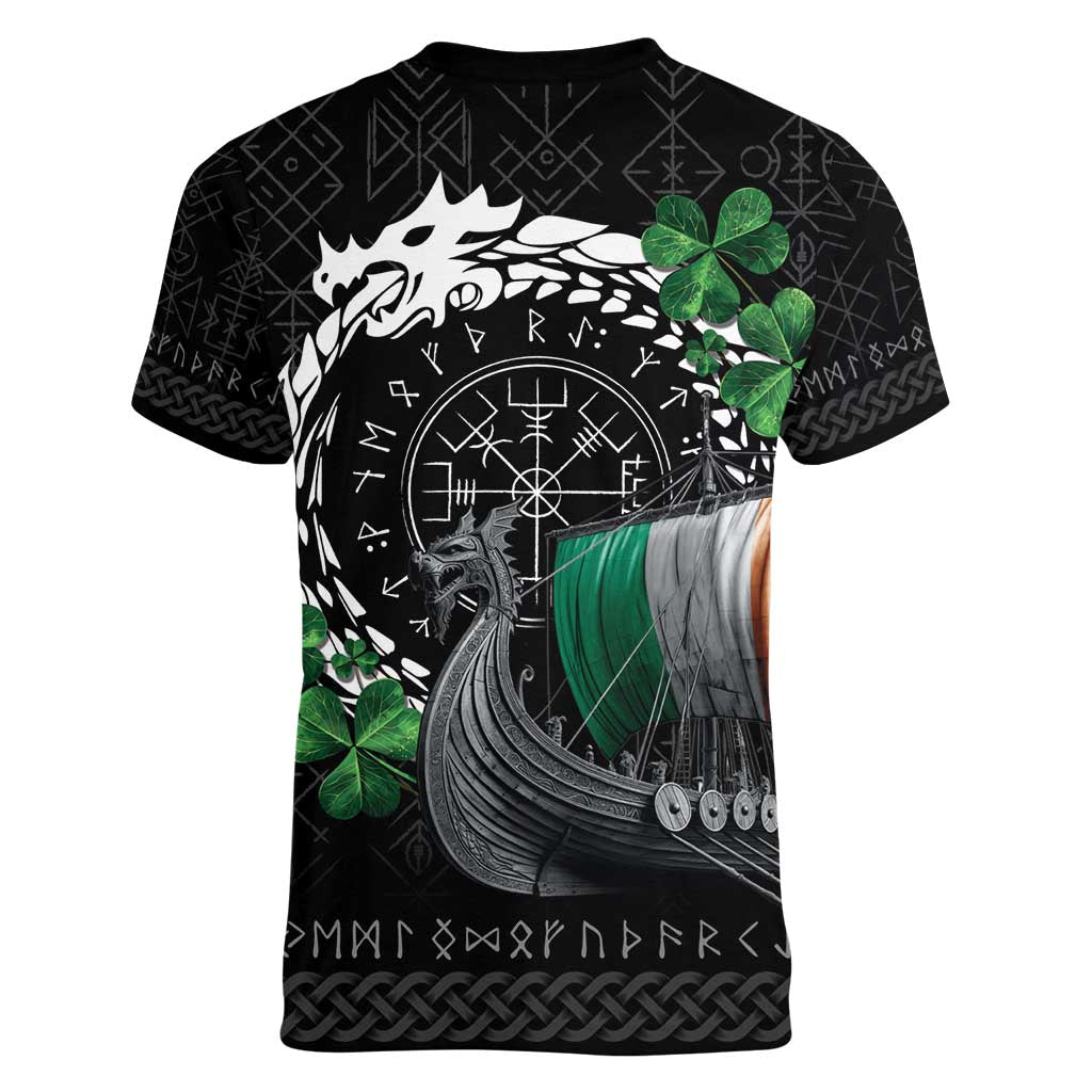 Ireland Viking Drakkar Women V-Neck T-Shirt Viking Blood - Wonder Print Shop