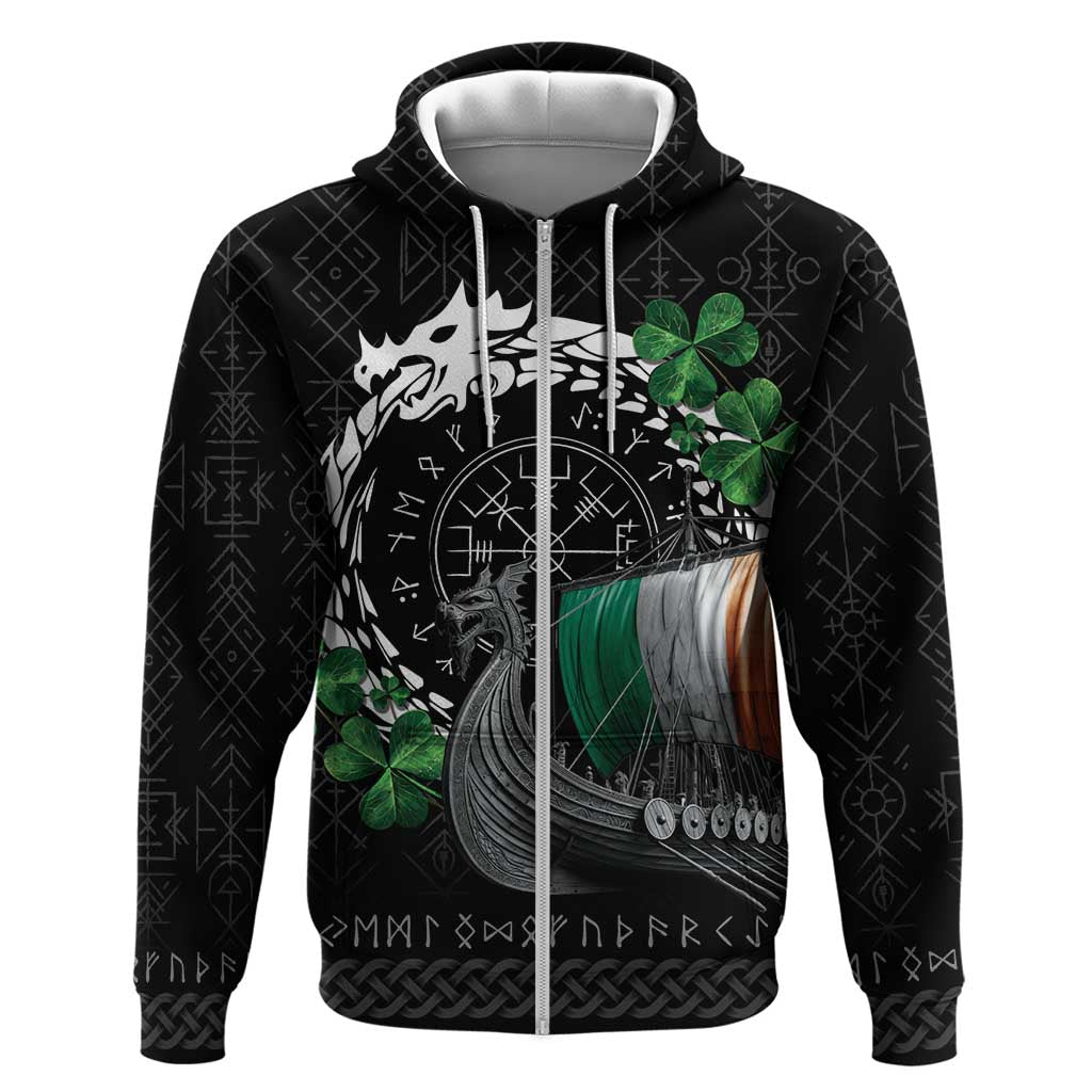 Ireland Viking Drakkar Zip Hoodie Viking Blood - Wonder Print Shop
