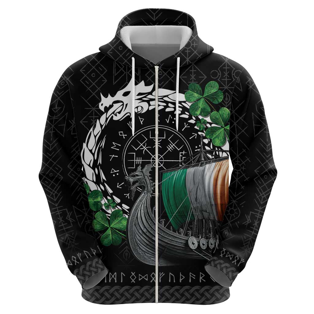 Ireland Viking Drakkar Zip Hoodie Viking Blood - Wonder Print Shop