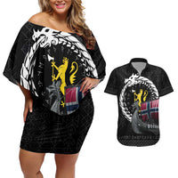 Norway Viking Drakkar Couples Matching Off Shoulder Short Dress and Hawaiian Shirt Viking Blood - Wonder Print Shop