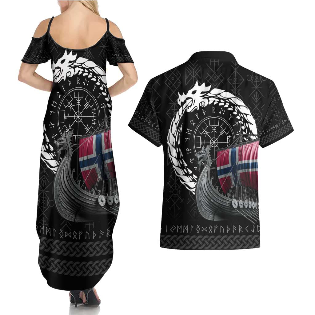 Norway Viking Drakkar Couples Matching Summer Maxi Dress and Hawaiian Shirt Viking Blood - Wonder Print Shop