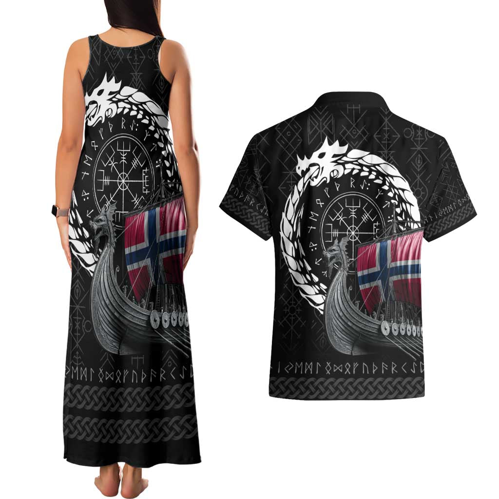 Norway Viking Drakkar Couples Matching Tank Maxi Dress and Hawaiian Shirt Viking Blood - Wonder Print Shop