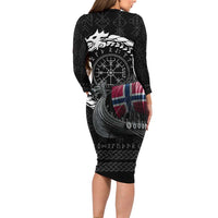 Norway Viking Drakkar Family Matching Long Sleeve Bodycon Dress and Hawaiian Shirt Viking Blood - Wonder Print Shop