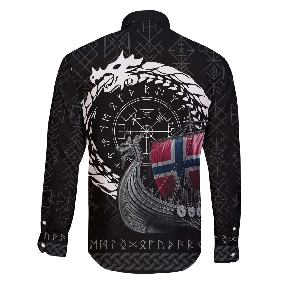 Norway Viking Drakkar Family Matching Off The Shoulder Long Sleeve Dress and Hawaiian Shirt Viking Blood - Wonder Print Shop