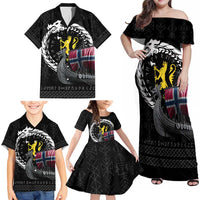 Norway Viking Drakkar Family Matching Off Shoulder Maxi Dress and Hawaiian Shirt Viking Blood - Wonder Print Shop