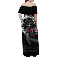 Norway Viking Drakkar Family Matching Off Shoulder Maxi Dress and Hawaiian Shirt Viking Blood - Wonder Print Shop