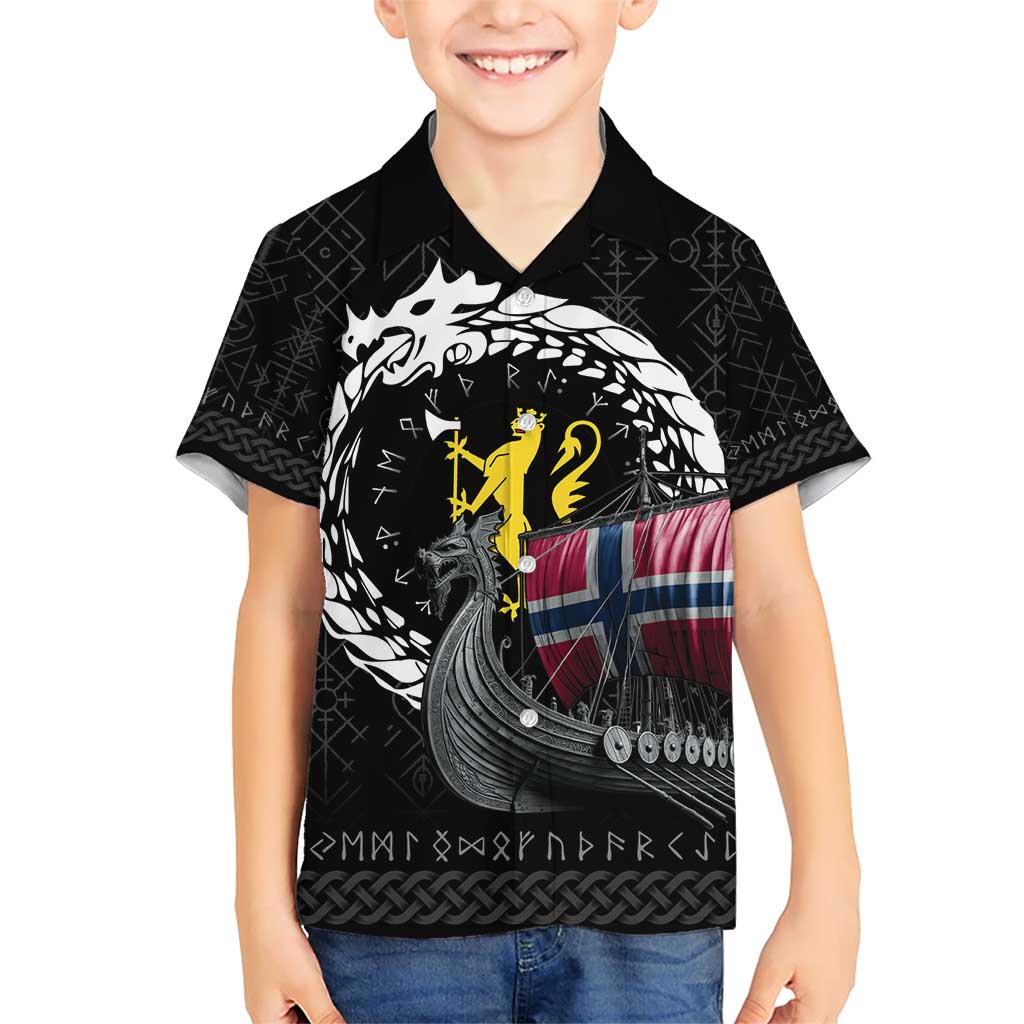 Norway Viking Drakkar Family Matching Short Sleeve Bodycon Dress and Hawaiian Shirt Viking Blood - Wonder Print Shop