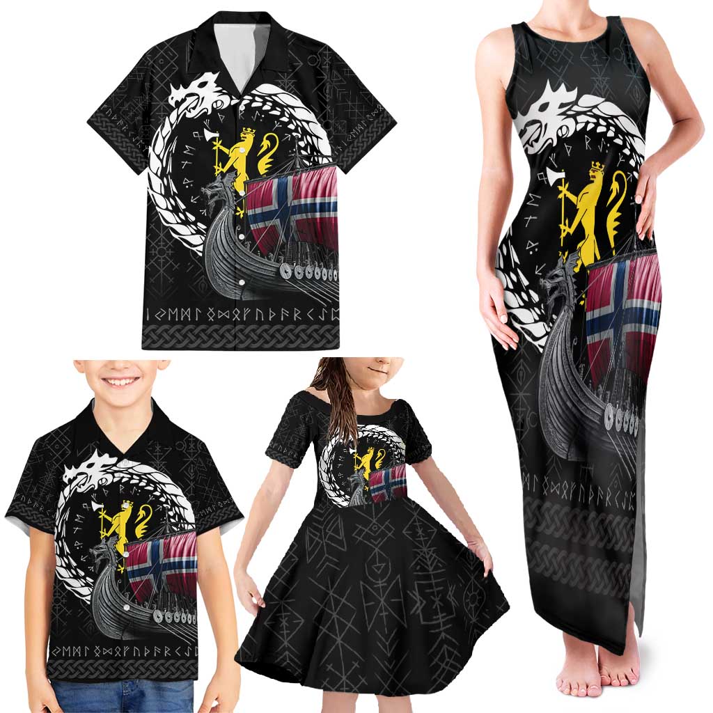 Norway Viking Drakkar Family Matching Tank Maxi Dress and Hawaiian Shirt Viking Blood - Wonder Print Shop