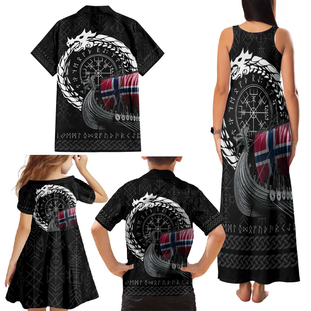 Norway Viking Drakkar Family Matching Tank Maxi Dress and Hawaiian Shirt Viking Blood - Wonder Print Shop