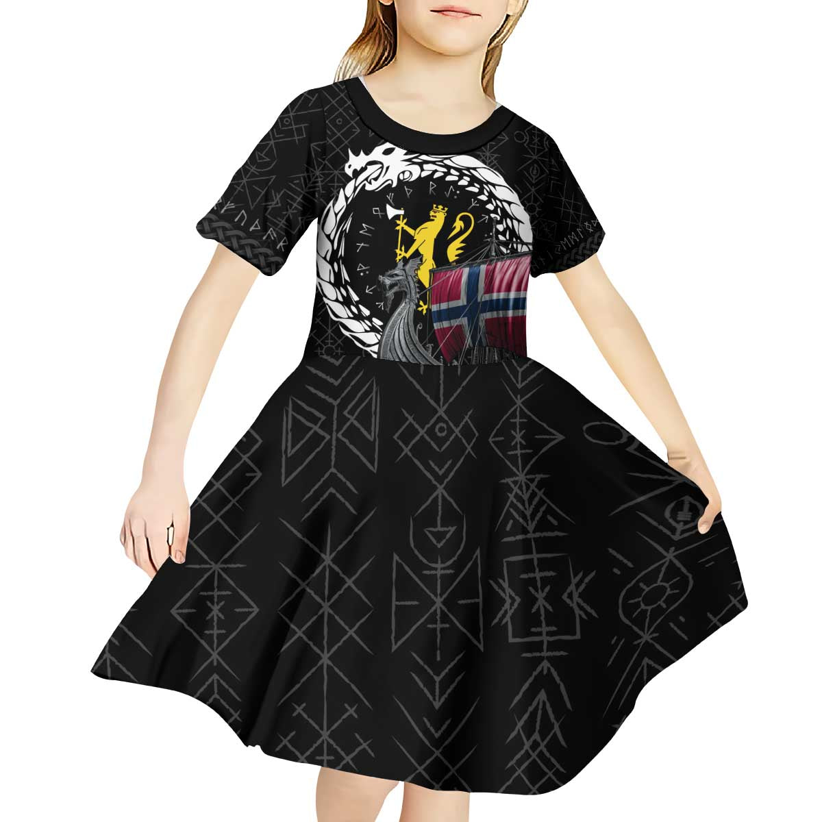 Norway Viking Drakkar Kid Short Sleeve Dress Viking Blood - Wonder Print Shop