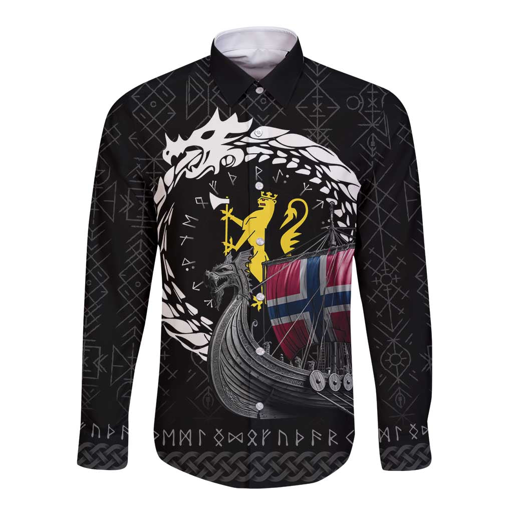 Norway Viking Drakkar Long Sleeve Button Shirt Viking Blood - Wonder Print Shop