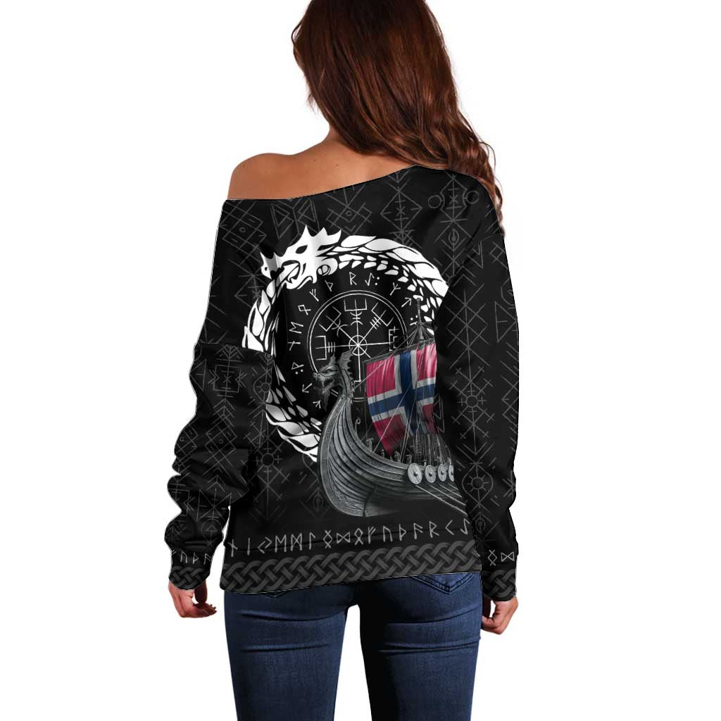 Norway Viking Drakkar Off Shoulder Sweater Viking Blood - Wonder Print Shop