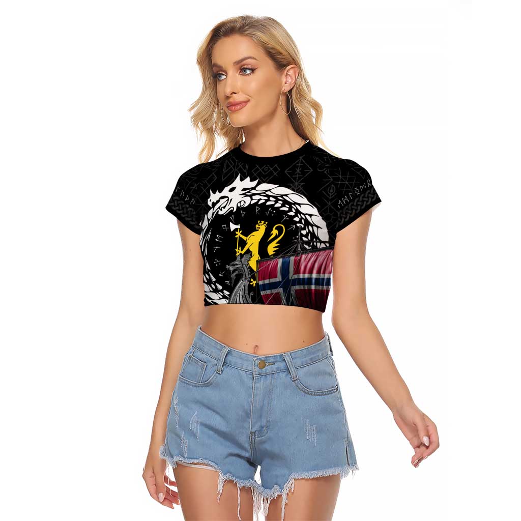 Norway Viking Drakkar Raglan Cropped T Shirt Viking Blood - Wonder Print Shop