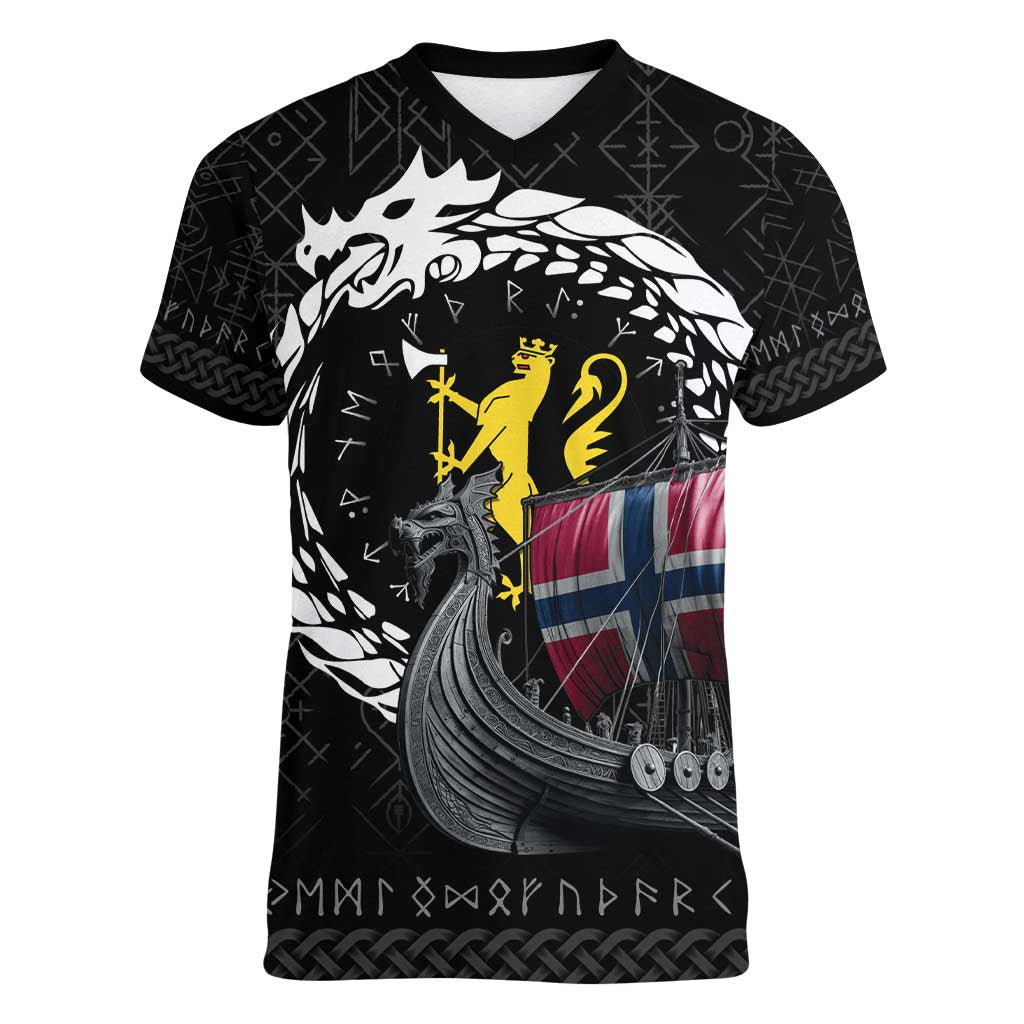 Norway Viking Drakkar Women V-Neck T-Shirt Viking Blood - Wonder Print Shop