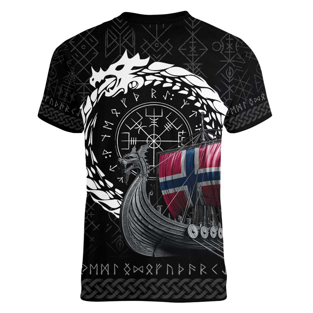 Norway Viking Drakkar Women V-Neck T-Shirt Viking Blood - Wonder Print Shop