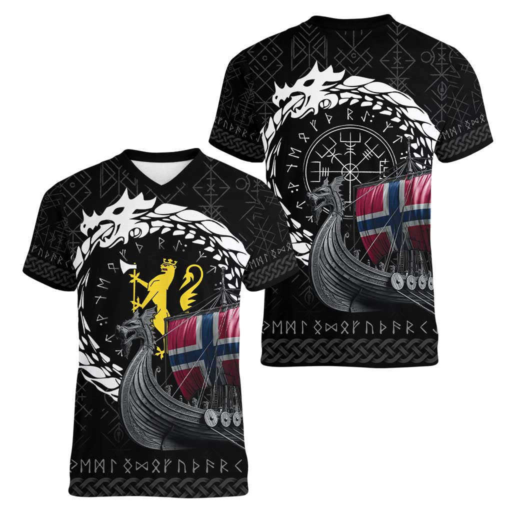 Norway Viking Drakkar Women V-Neck T-Shirt Viking Blood - Wonder Print Shop