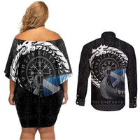 Scotland Viking Drakkar Couples Matching Off Shoulder Short Dress and Long Sleeve Button Shirt Viking Blood - Wonder Print Shop