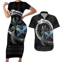 Scotland Viking Drakkar Couples Matching Short Sleeve Bodycon Dress and Hawaiian Shirt Viking Blood - Wonder Print Shop