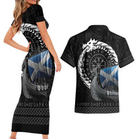 Scotland Viking Drakkar Couples Matching Short Sleeve Bodycon Dress and Hawaiian Shirt Viking Blood - Wonder Print Shop