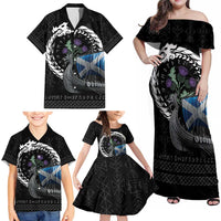 Scotland Viking Drakkar Family Matching Off Shoulder Maxi Dress and Hawaiian Shirt Viking Blood - Wonder Print Shop