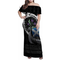 Scotland Viking Drakkar Family Matching Off Shoulder Maxi Dress and Hawaiian Shirt Viking Blood - Wonder Print Shop