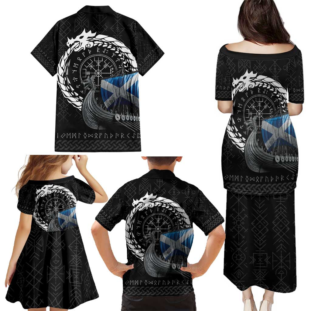 Scotland Viking Drakkar Family Matching Puletasi and Hawaiian Shirt Viking Blood - Wonder Print Shop