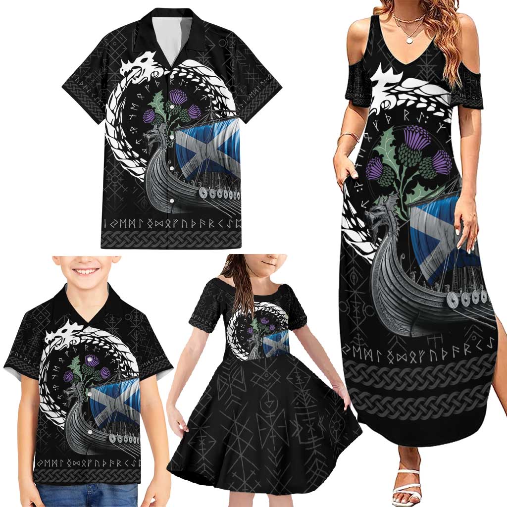 Scotland Viking Drakkar Family Matching Summer Maxi Dress and Hawaiian Shirt Viking Blood - Wonder Print Shop