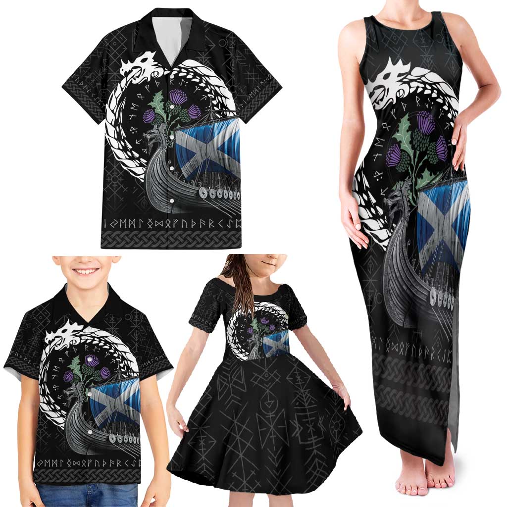 Scotland Viking Drakkar Family Matching Tank Maxi Dress and Hawaiian Shirt Viking Blood - Wonder Print Shop