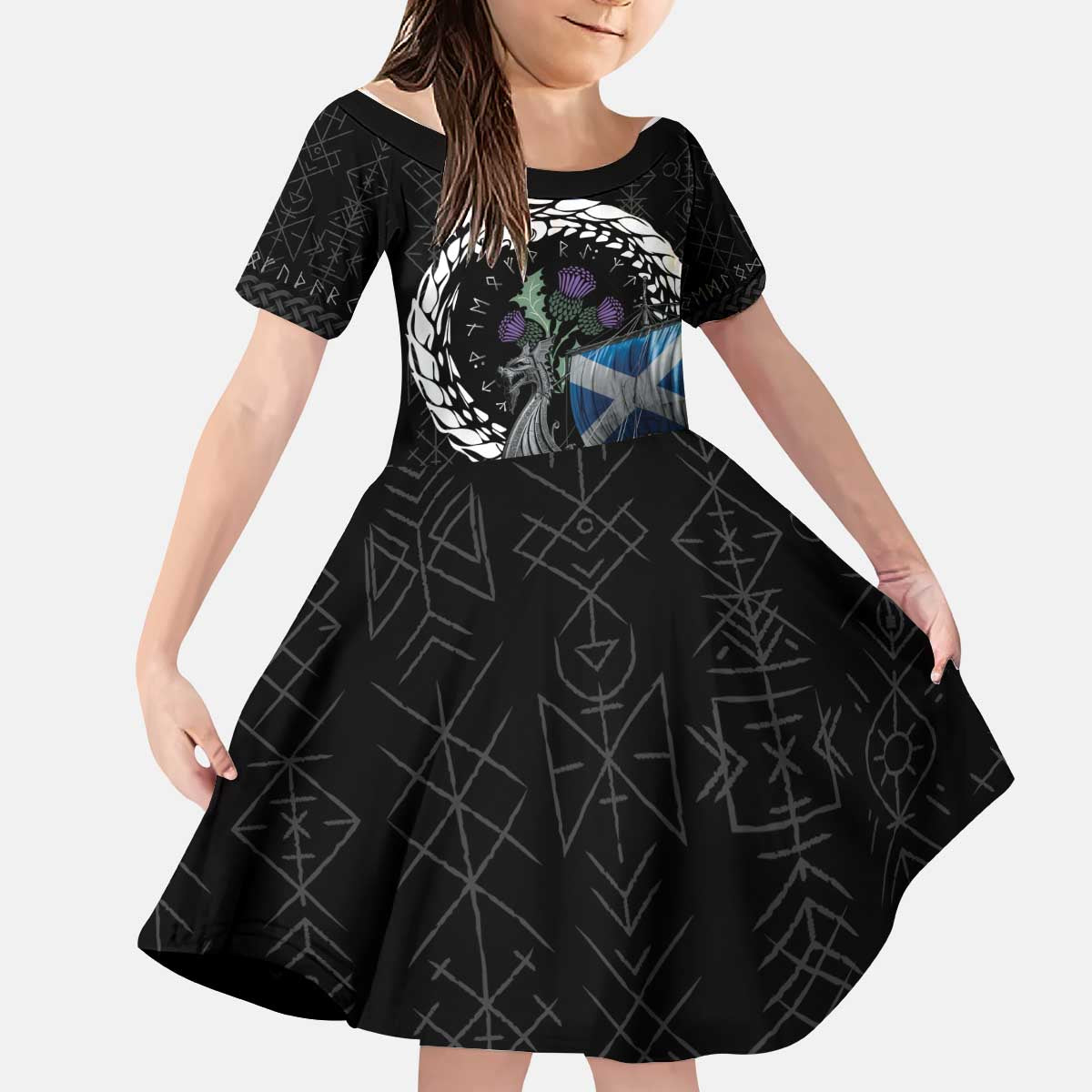 Scotland Viking Drakkar Kid Short Sleeve Dress Viking Blood - Wonder Print Shop