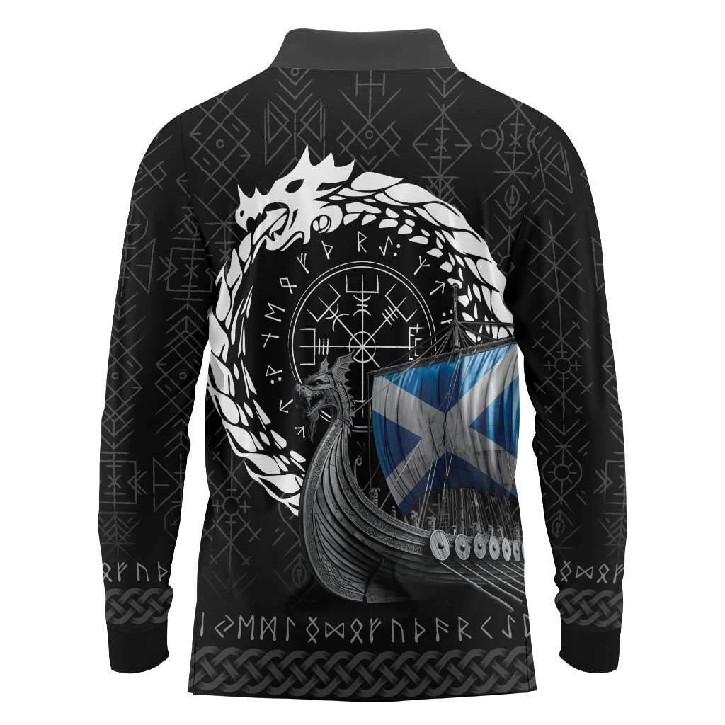 Scotland Viking Drakkar Long Sleeve Polo Shirt Viking Blood - Wonder Print Shop