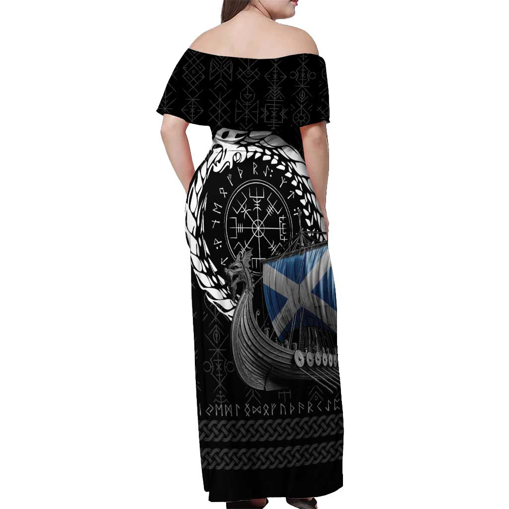 Scotland Viking Drakkar Off Shoulder Maxi Dress Viking Blood - Wonder Print Shop