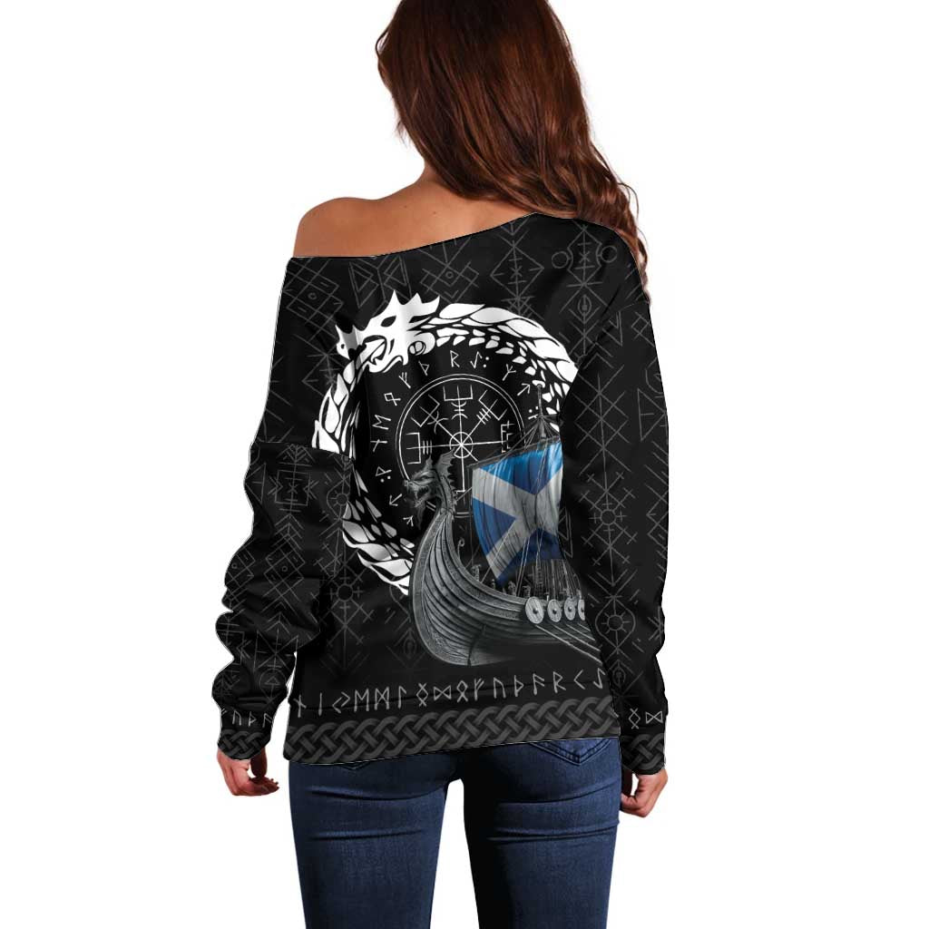 Scotland Viking Drakkar Off Shoulder Sweater Viking Blood - Wonder Print Shop