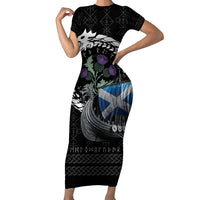 Scotland Viking Drakkar Short Sleeve Bodycon Dress Viking Blood - Wonder Print Shop