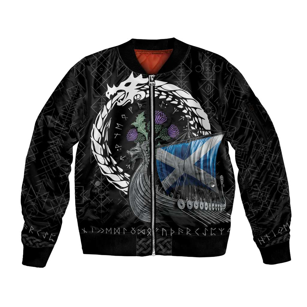 Scotland Viking Drakkar Sleeve Zip Bomber Jacket Viking Blood - Wonder Print Shop