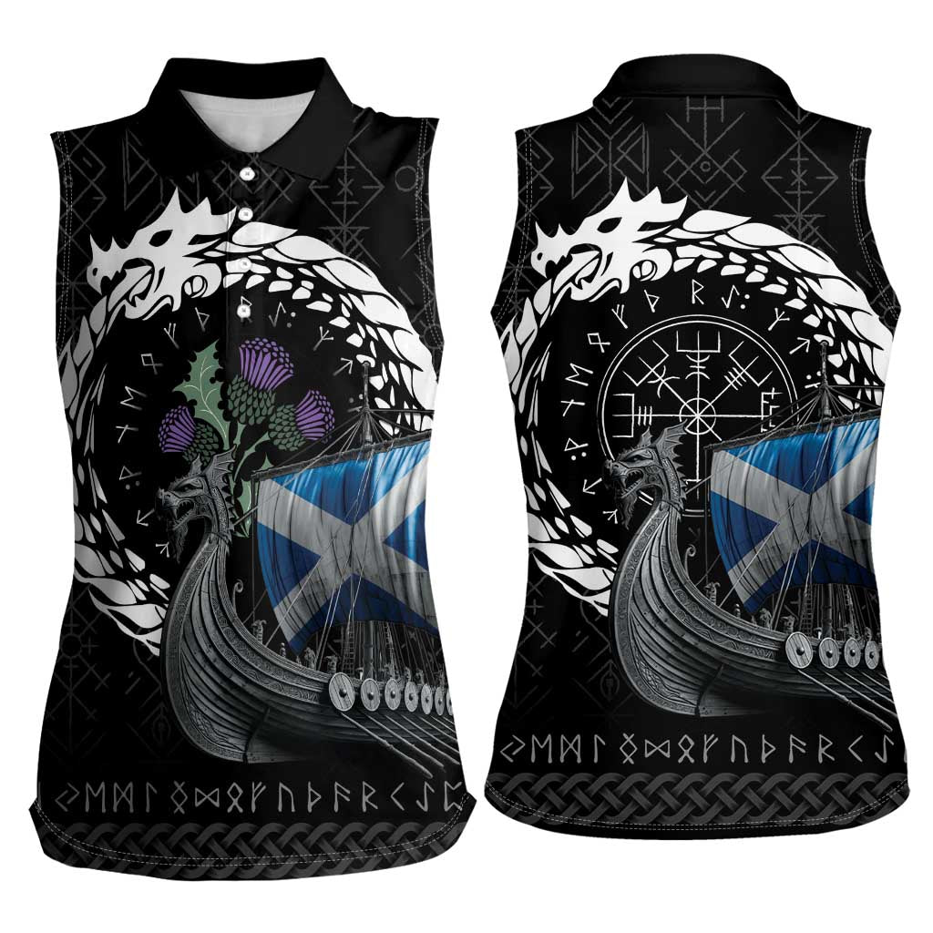 Scotland Viking Drakkar Women Sleeveless Polo Shirt Viking Blood - Wonder Print Shop