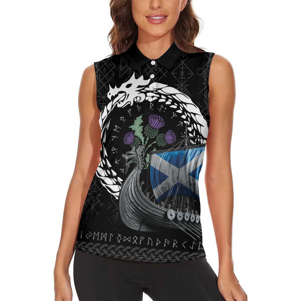 Scotland Viking Drakkar Women Sleeveless Polo Shirt Viking Blood - Wonder Print Shop