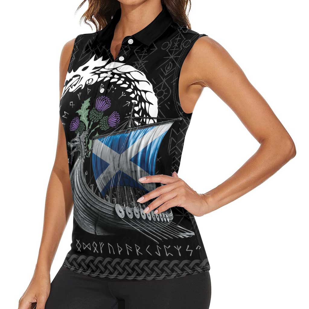 Scotland Viking Drakkar Women Sleeveless Polo Shirt Viking Blood - Wonder Print Shop