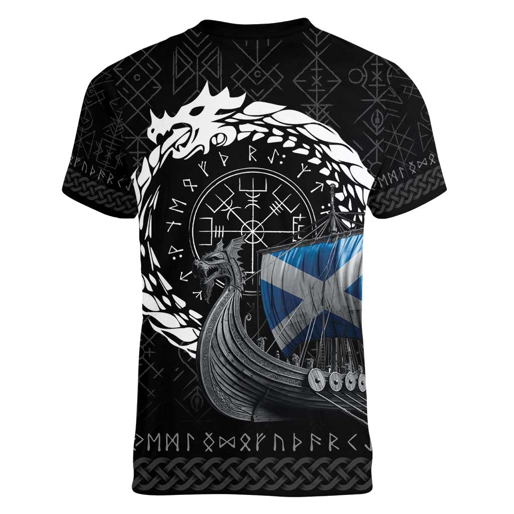 Scotland Viking Drakkar Women V-Neck T-Shirt Viking Blood - Wonder Print Shop