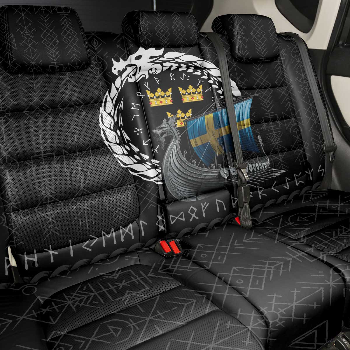 Sweden Viking Drakkar Back Car Seat Cover Viking Blood - Wonder Print Shop