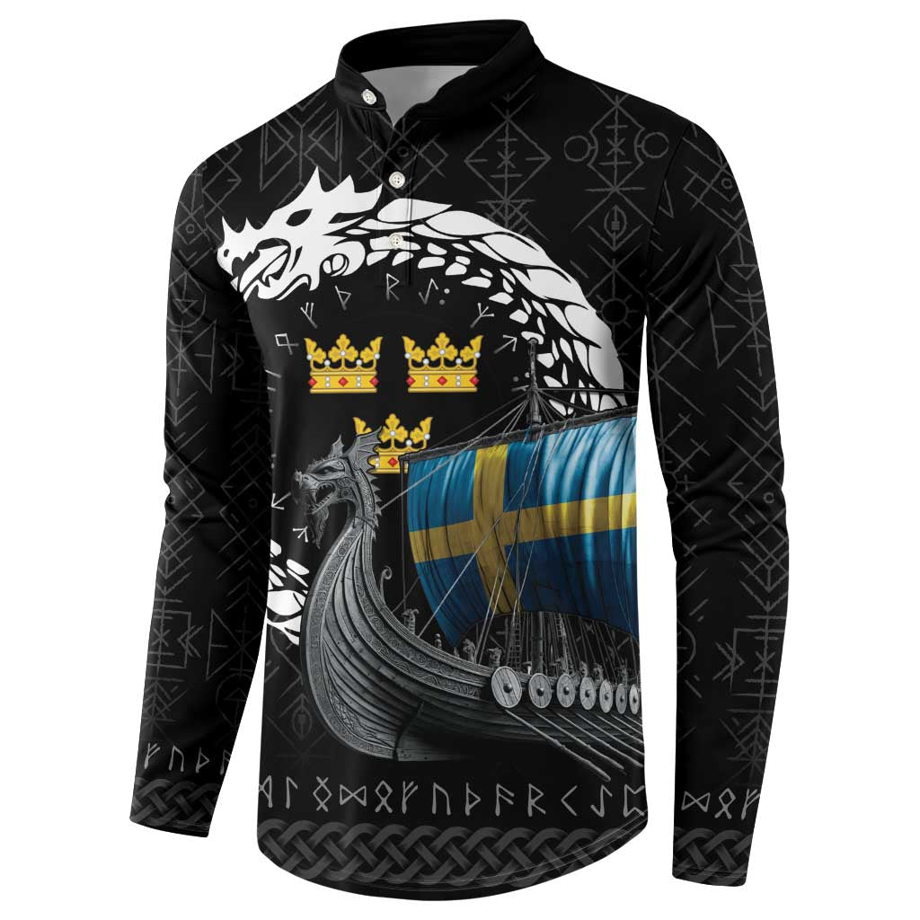 Sweden Viking Drakkar Button Sweatshirt Viking Blood - Wonder Print Shop