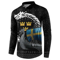 Sweden Viking Drakkar Button Sweatshirt Viking Blood - Wonder Print Shop