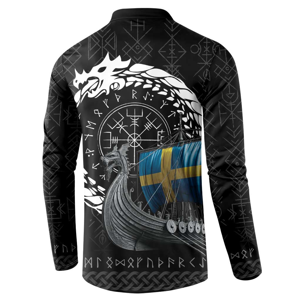 Sweden Viking Drakkar Button Sweatshirt Viking Blood - Wonder Print Shop