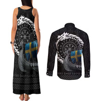 Sweden Viking Drakkar Couples Matching Tank Maxi Dress and Long Sleeve Button Shirt Viking Blood - Wonder Print Shop
